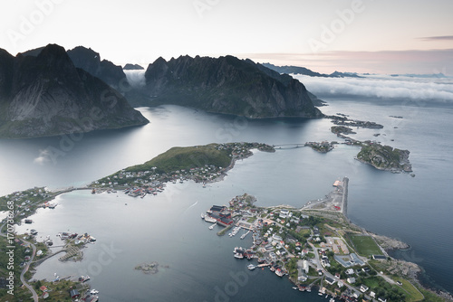 View from the top at Reine, Lofoten islands,Norway photo