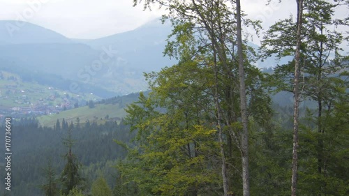 Mountain landscape to the village from the top of the mountain