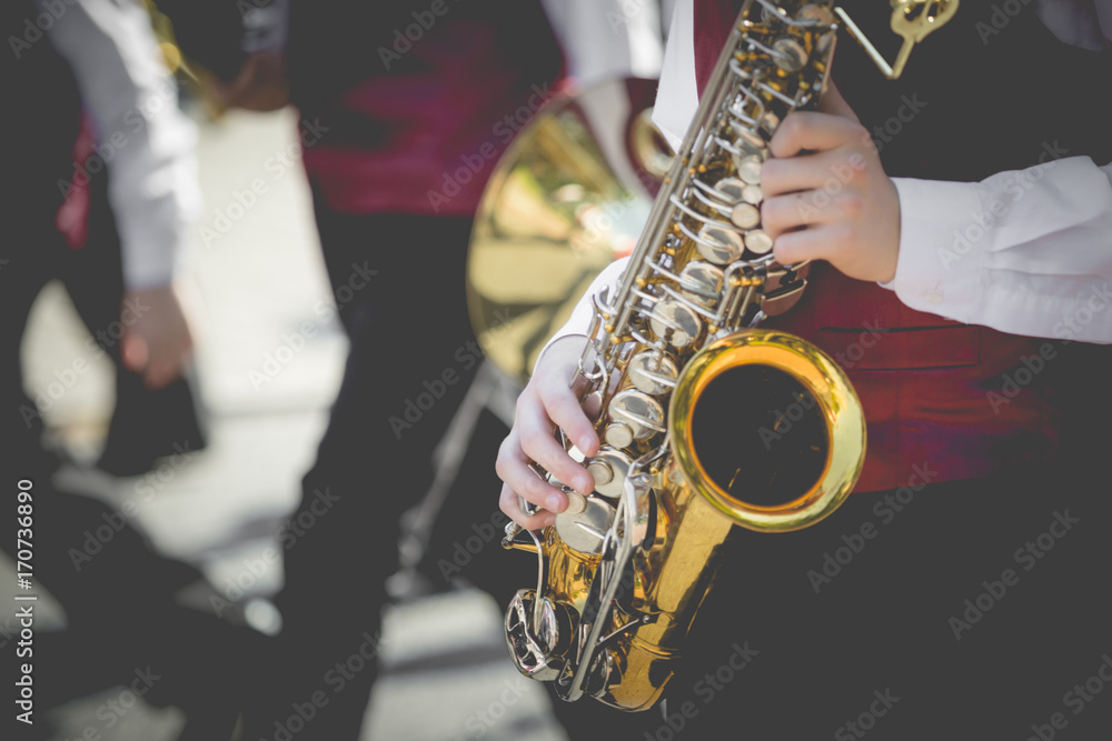 Obraz premium Brass Band in uniform performing