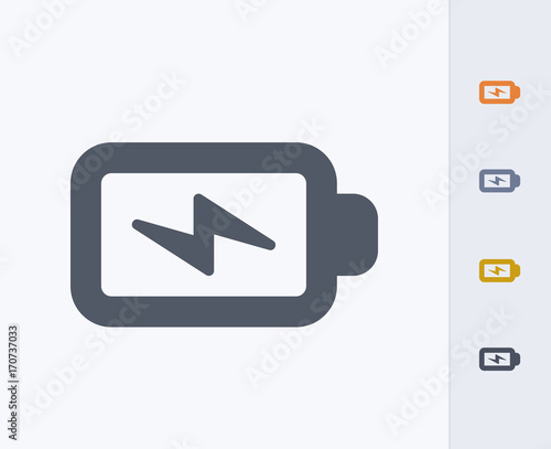 Battery & Lightning Sign - Carbon Icons. A professional, pixel-perfect icon designed on a 32x32 pixel grid and redesigned on a 16x16 pixel grid for very small sizes.