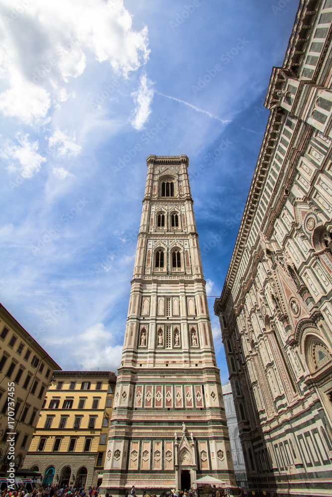 The Basilica di Santa Maria del Fiore and bell tower in Florence, Italy The Basilica di Santa Maria del Fiore and bell tower in Florence, Italy