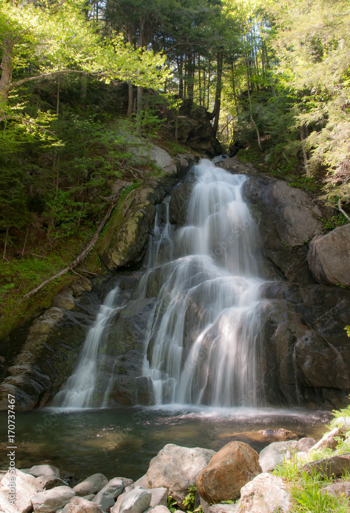 Waterfall in Vermont cascading down rocks Waterfall in Vermont cascading down rocks