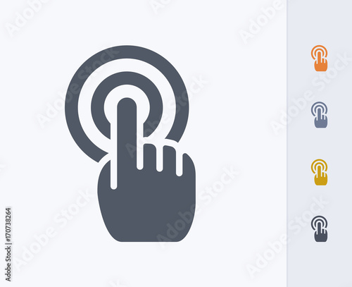 Hand Touch - Carbon Icons. A professional, pixel-perfect icon designed on a 32x32 pixel grid and redesigned on a 16x16 pixel grid for very small sizes.