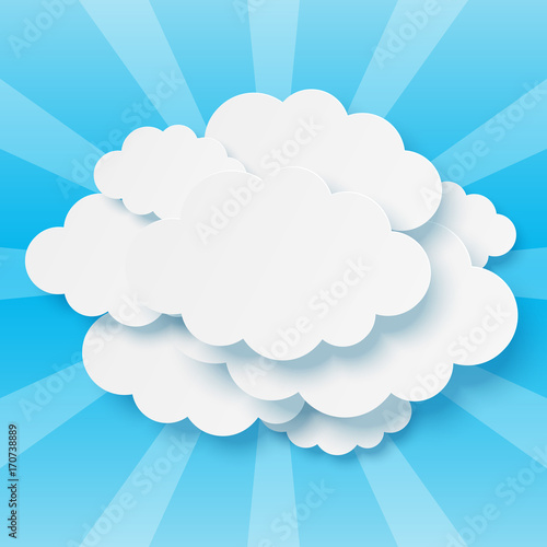 Paper clouds on blue background