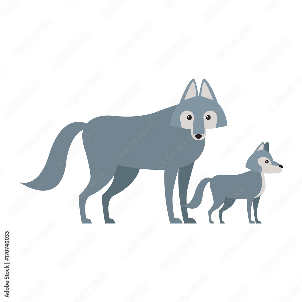 Wolfs cartoon animal icon vector illustration graphic design