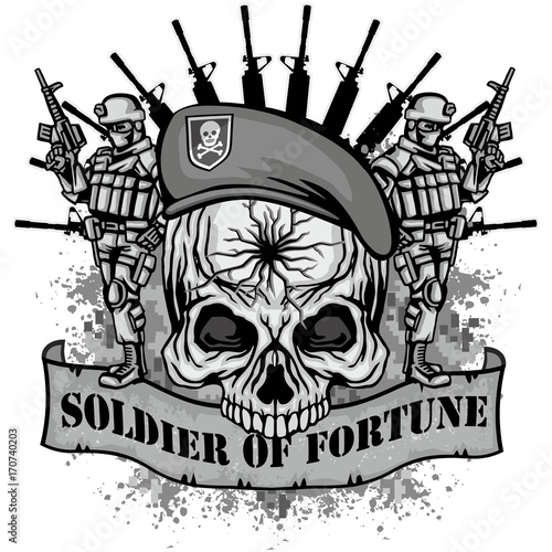 grunge skull coat of arms