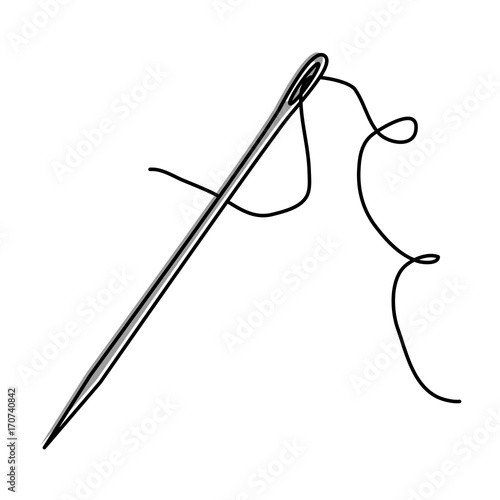 sewing needle with thread vector illustration design