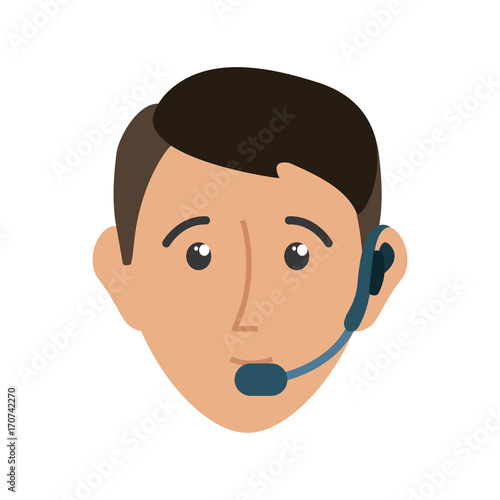 colorful  man call center over white background vector illustration 