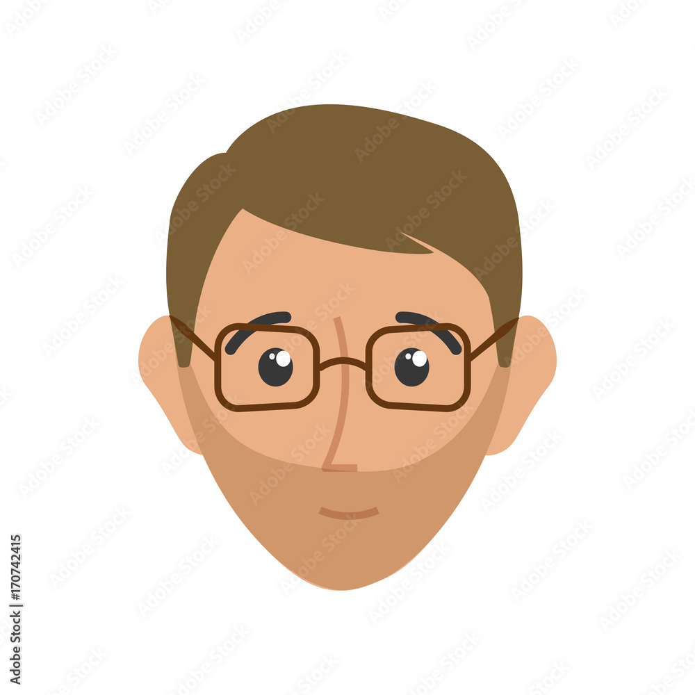 colorful  face man  with  glasses  over white background  vector illustration