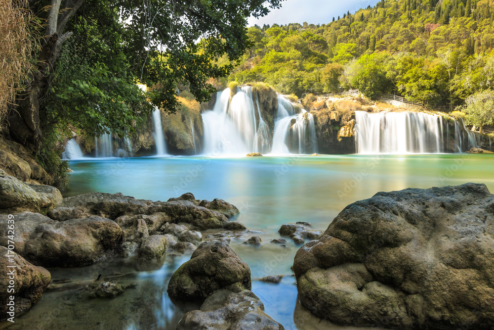 Naklejka premium Chorwacja, Wodospad Skradinski Buk, Park Narodowy Krka