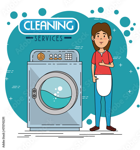 cleaning service staff vector illustration graphic design