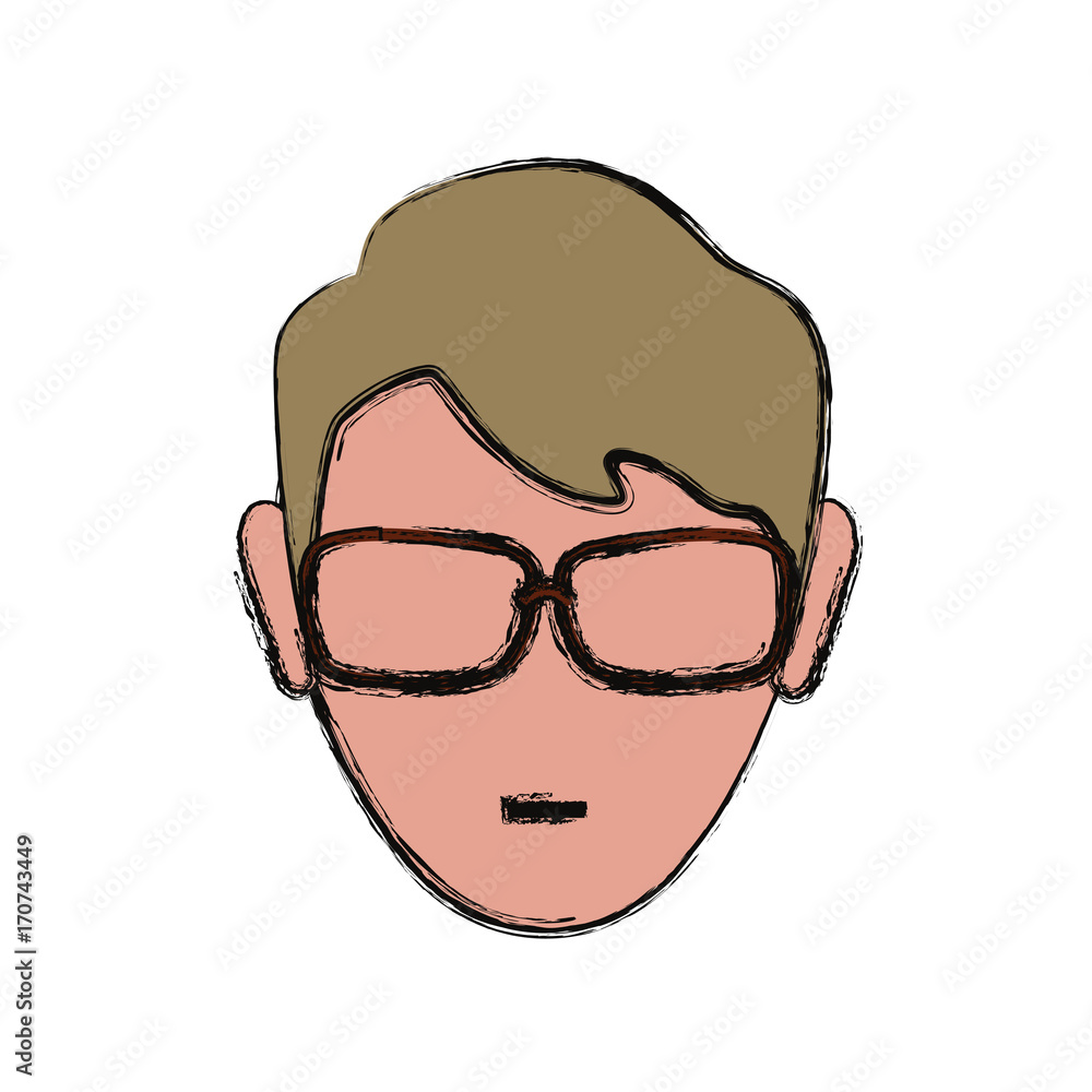 colorful  face man  with  glasses  over white background  vector illustration
