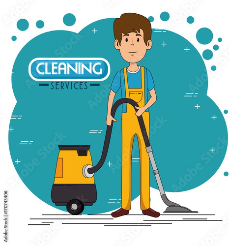 cleaning service staff vector illustration graphic design