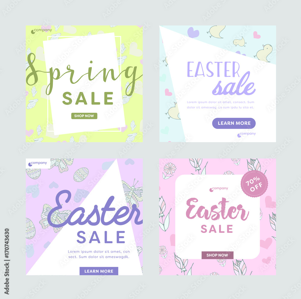 Fototapeta premium Various spring sale brochure card against grey background
