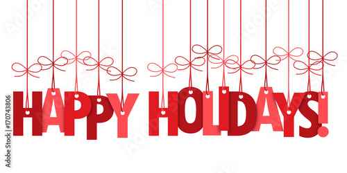 Red HAPPY HOLIDAYS hanging letters