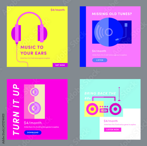 Vector icon set of music