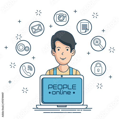 social network connecting people online  vector illustration graphic design