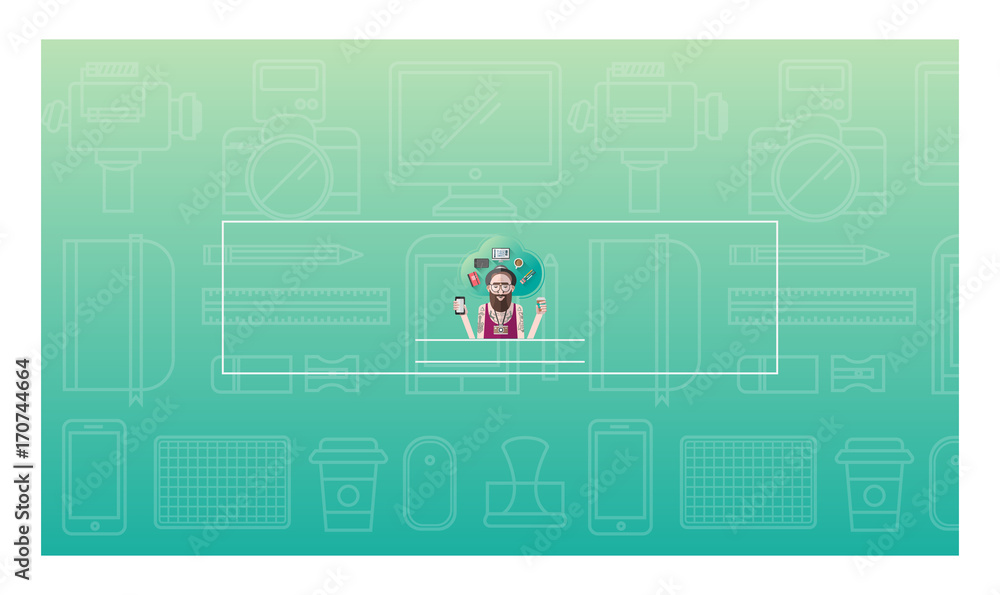 Naklejka premium Vector icon of various stationary and electronics