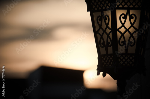 vintage lamp at sunset use for background
