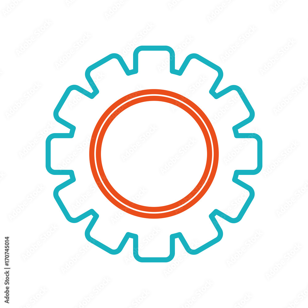flat line colorful  gear  over white  background vector illustration
