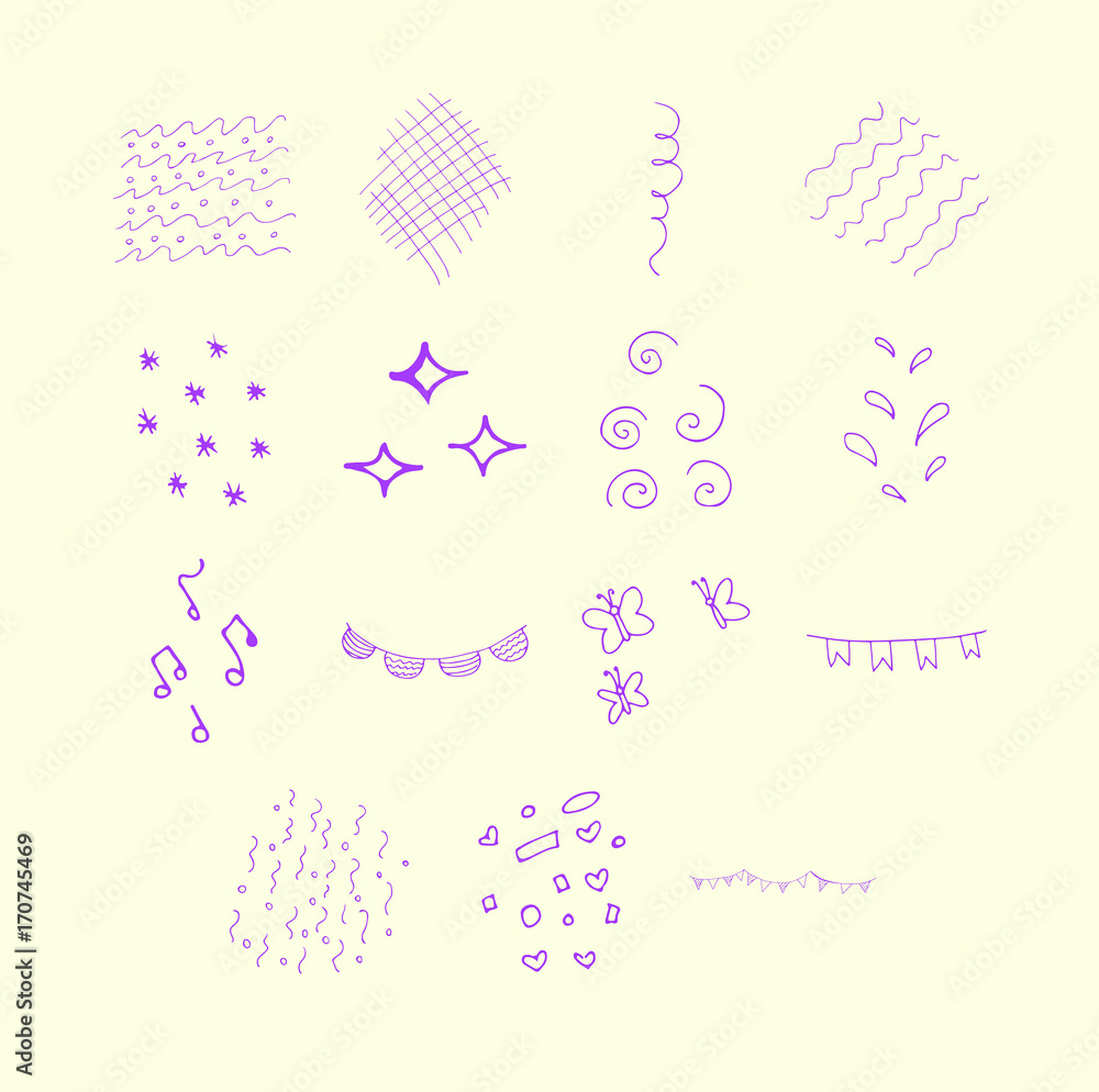Vector set of birthday decoration / Vector set of birthday decoration against yellow background Vector set of birthday decoration / Vector set of birthday decoration against yellow background