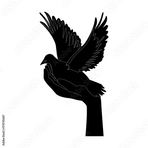 hand holding dove flying international day of peace vector illustration