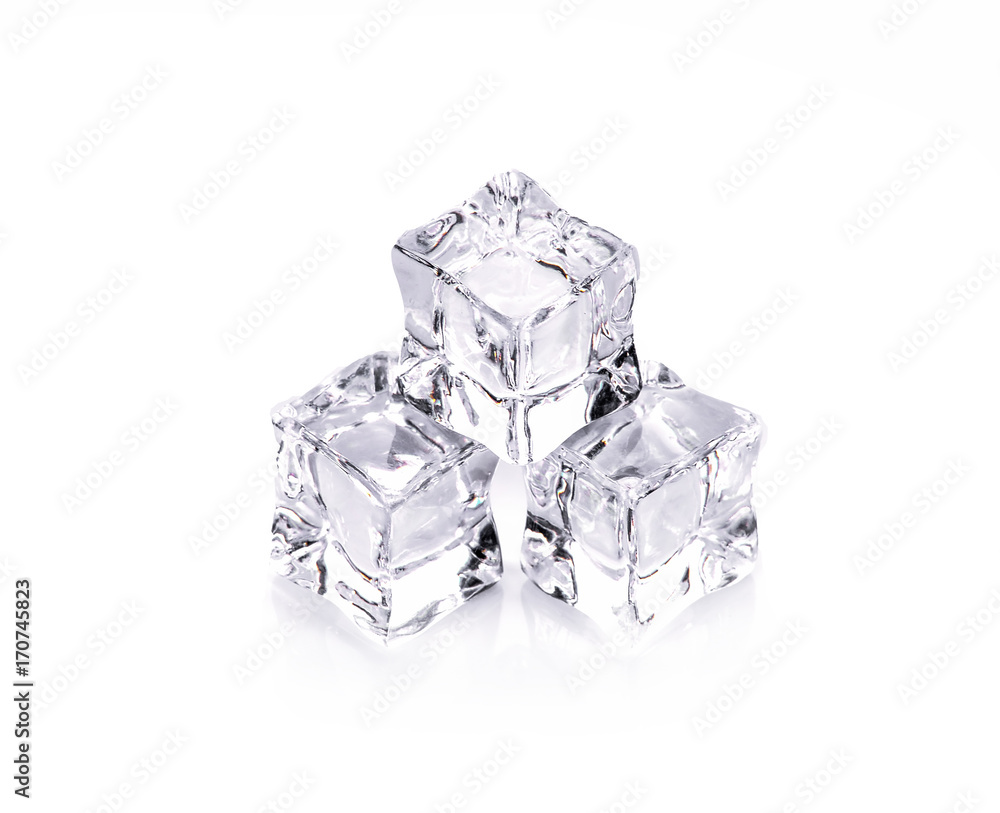 Three ice cubes on white background. Three ice cubes on white background.