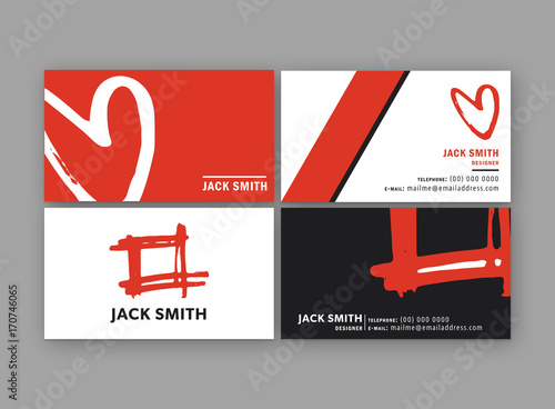 Vector set of business card with jack smith text / Vector set of business card with jack smith text against grey background