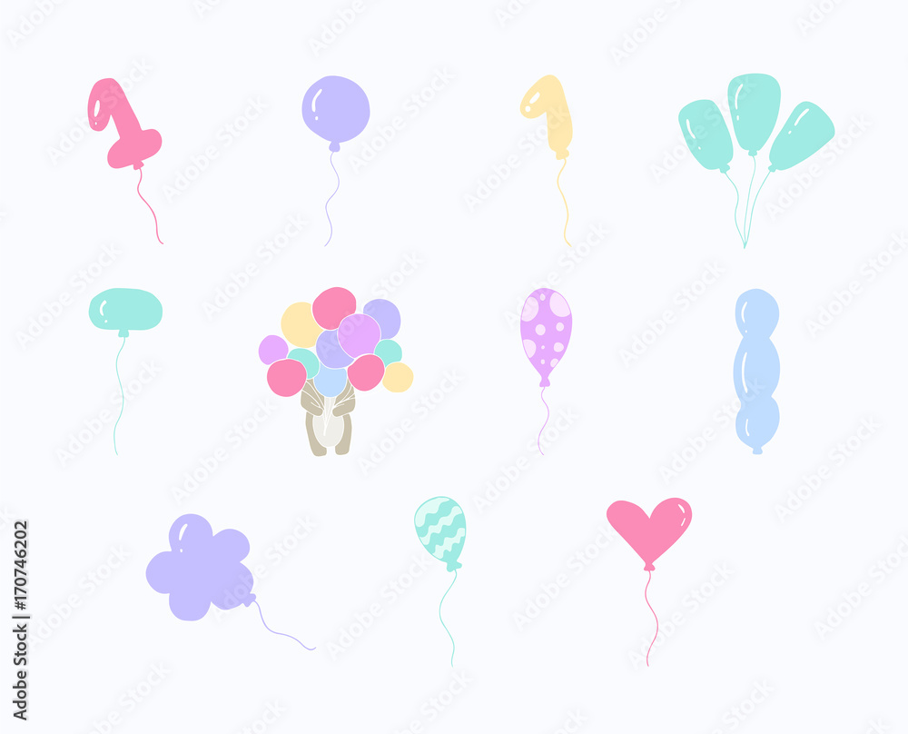 Vector set of birthday balloons / 
Vector set of birthday balloons against white background
