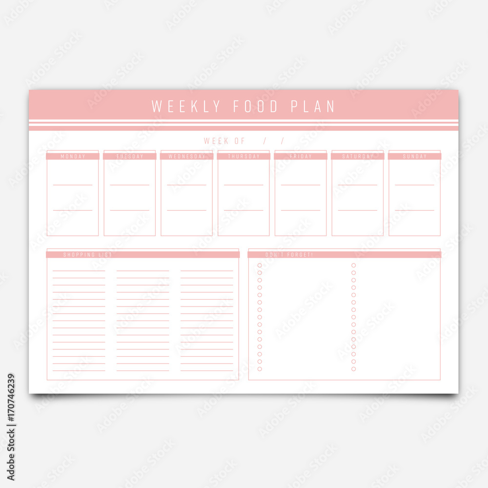 Food planner template / Vector of food planner template Stock Vector ...