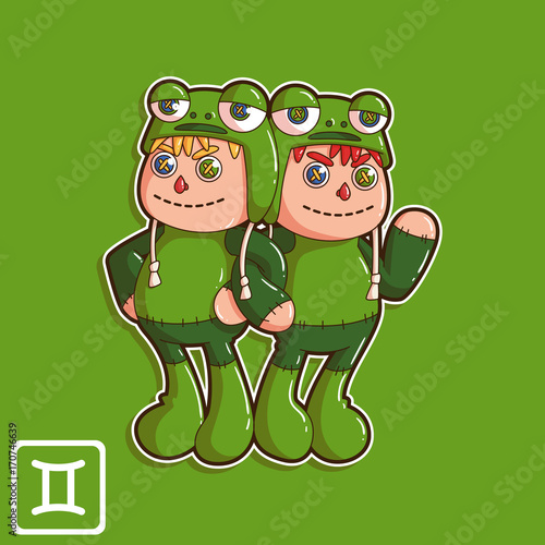 Gemini Zodiac Horoscope Vector Illustration 