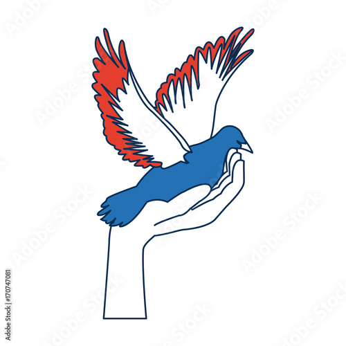 hand holding dove flying international day of peace vector illustration