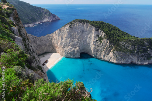 view of Navagio beach  famous lanscape of Zakinthos island  Greece