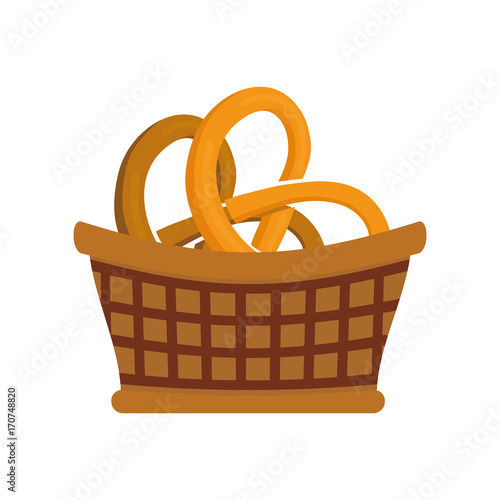 colorful pretzel basked over white  background  vector illustration