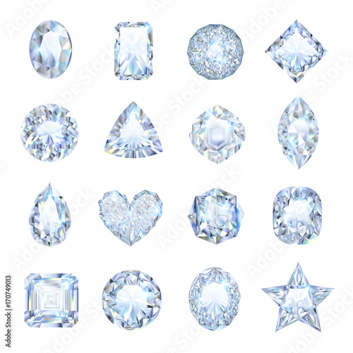Realistic Gemstones Icons Set