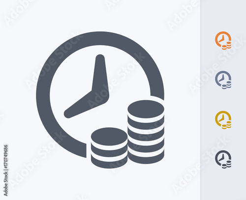Time & Money - Carbon Icons A professional, pixel-perfect icon  designed on a 32x32 pixel grid and redesigned on a 16x16 pixel grid for very small sizes.