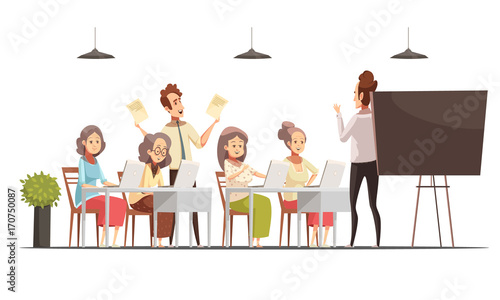 Senior Women Classes Cartoon Poster