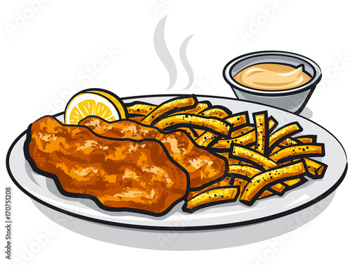 fish and chips with sauce