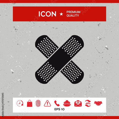 Cross adhesive bandage, medical  plaster icon