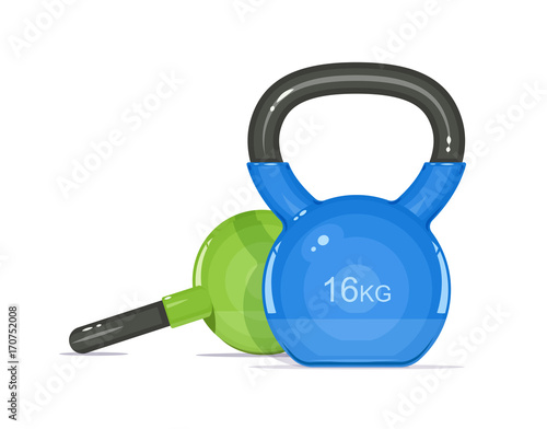 Kettlebells. Equipment for fitness. Sport inventory. Isolated