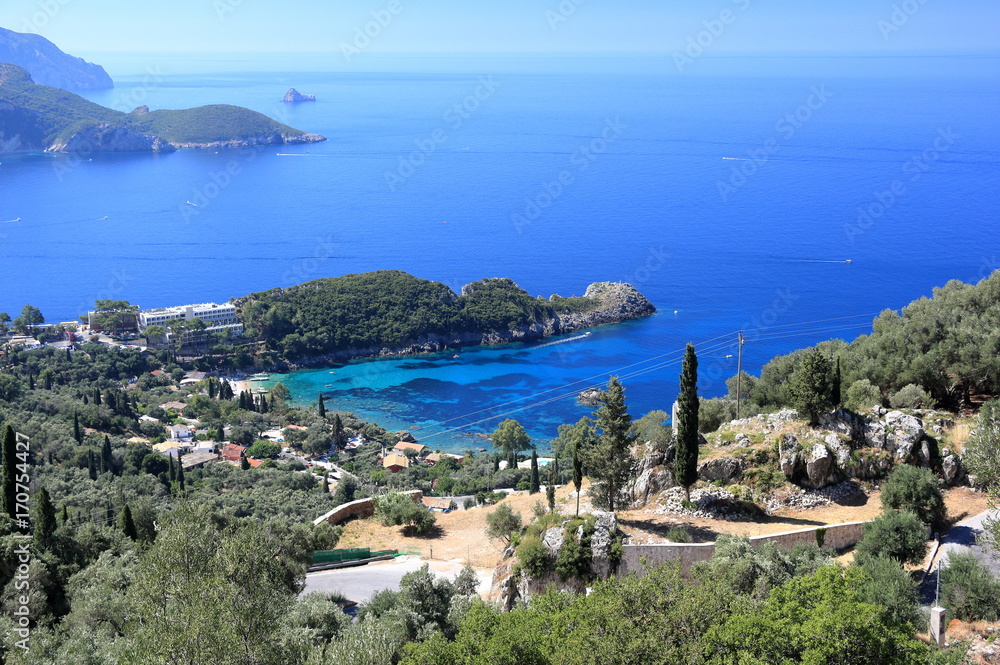 Palaiokastritsa on Corfu island. Ionian Sea, Greece.