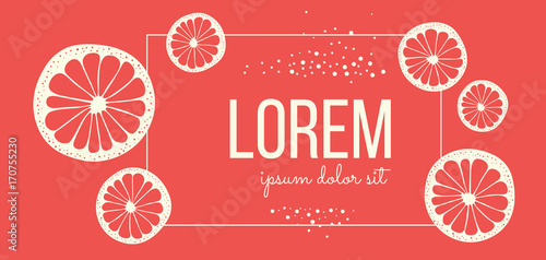 Natural postcard and banner concept with citrus silhouettes. Modern vector illustration.