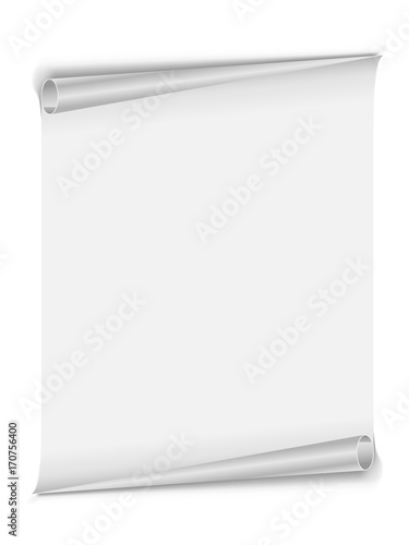 Blank white page with rolled edges