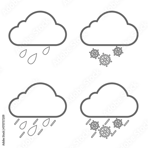 weather nature icon line set illustration