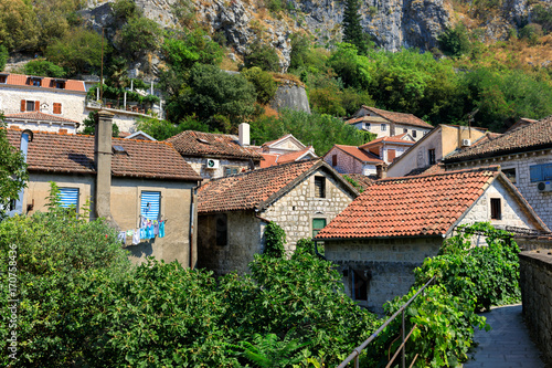 Rooftops of the old houses in historical center of Kotor, Montenegro