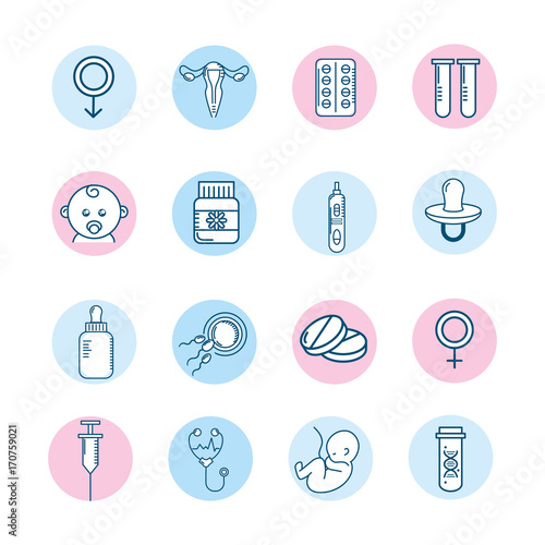 set pregnancy fertilization process to biology reproduction vector illustration