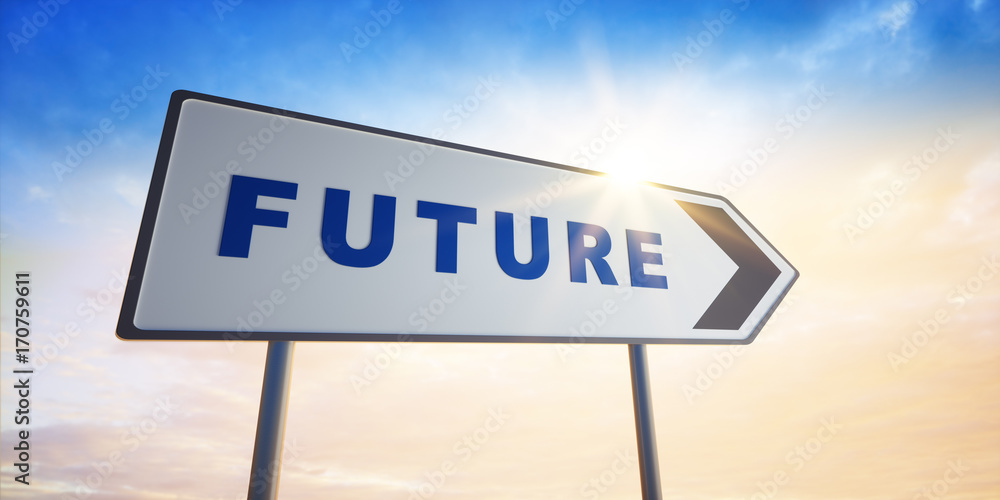 Obraz premium Straßenschild in Gegenlicht - Future