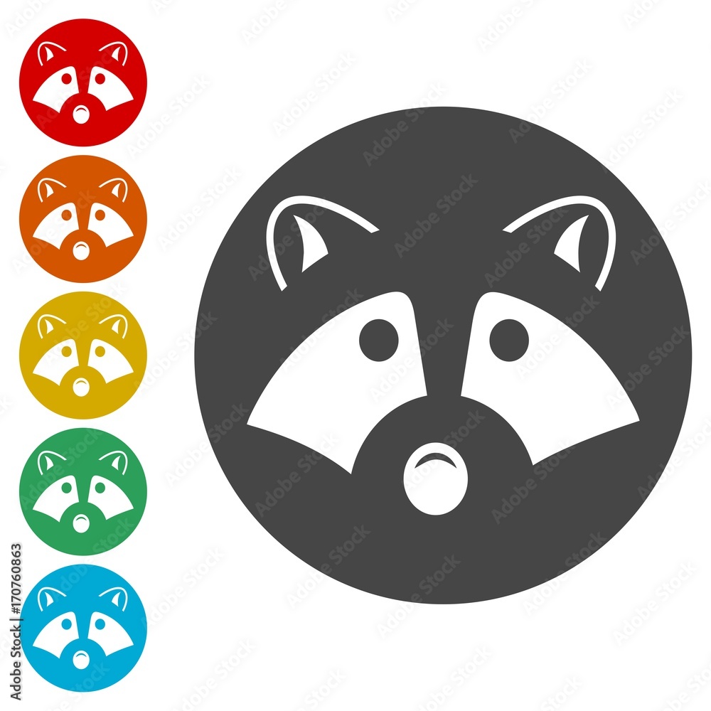 Fototapeta premium Silhouette of a raccoon icons set - Illustration