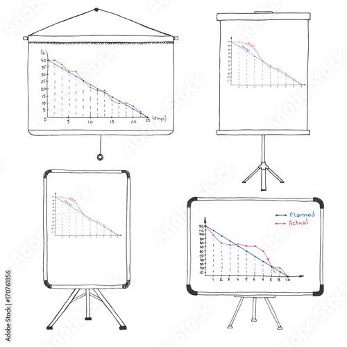 Set whiteboard isolated on white background. Sketch. Vector