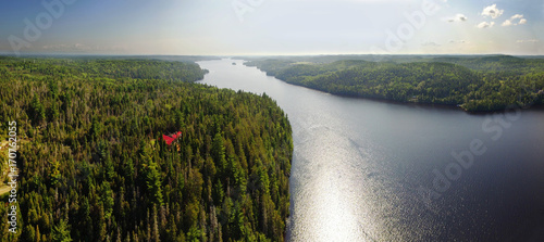 Aerial panoram view of river photo